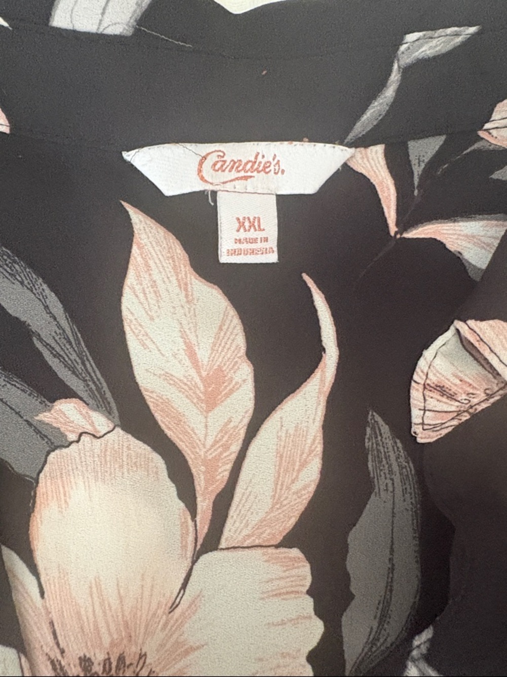 Candie's Lightweight Office Black Light Pink Floral Front Top Pockets Top SX XXL - Picture 3 of 6
